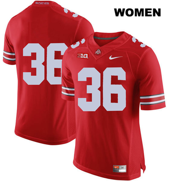Ohio State Buckeyes Women's K'Vaughan Pope #36 Red Authentic Nike No Name College NCAA Stitched Football Jersey VS19I25RU
